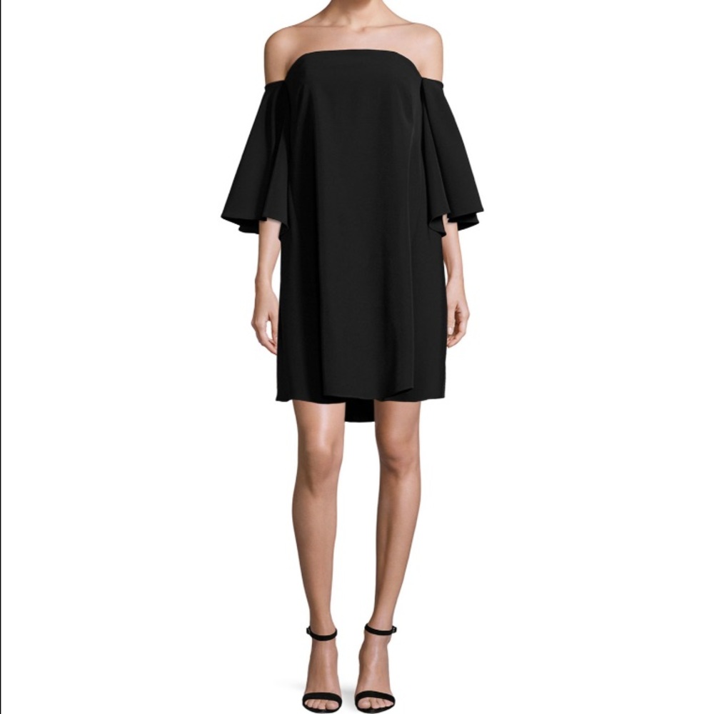 MILLY Mila Off-the-Shoulder Italian Cady Minidress, Black Size 6